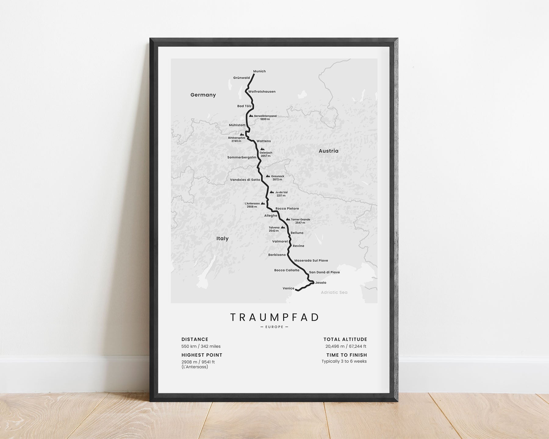 Traumpfad (Alps) hike poster with white background