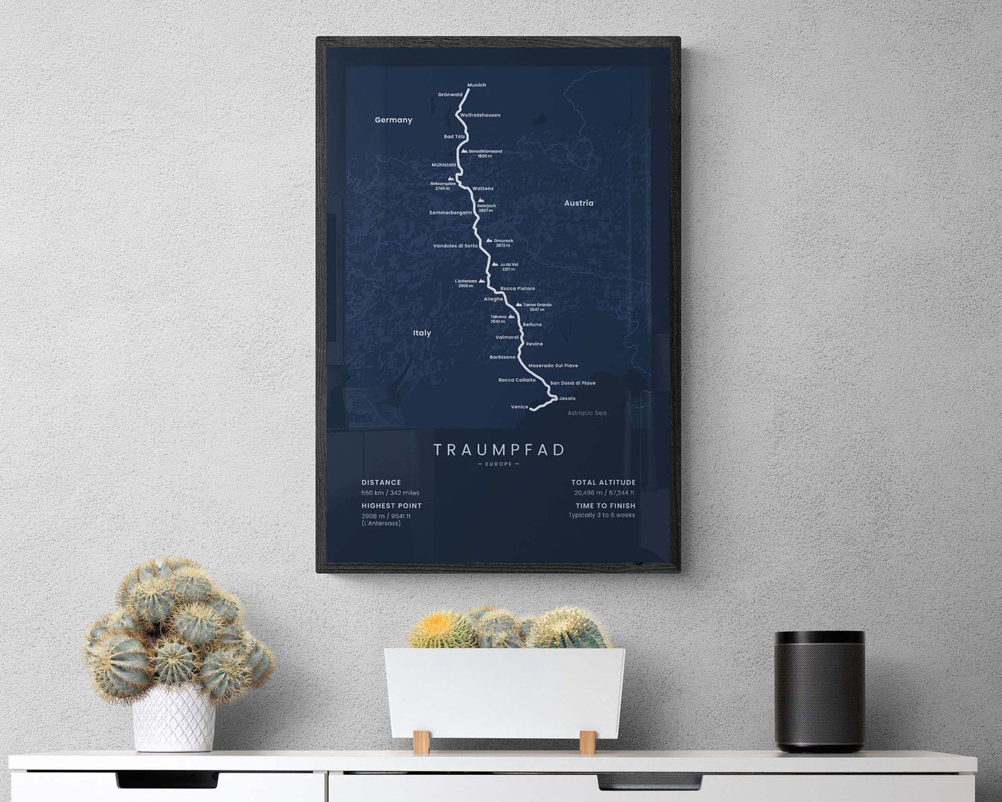 Traumpfad (Alps) trail wall art in minimal room decor