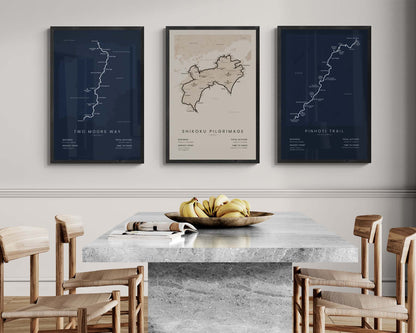 Two Moors Way (Dartmoor National Park) Route Wall Map in Minimal Room Decor