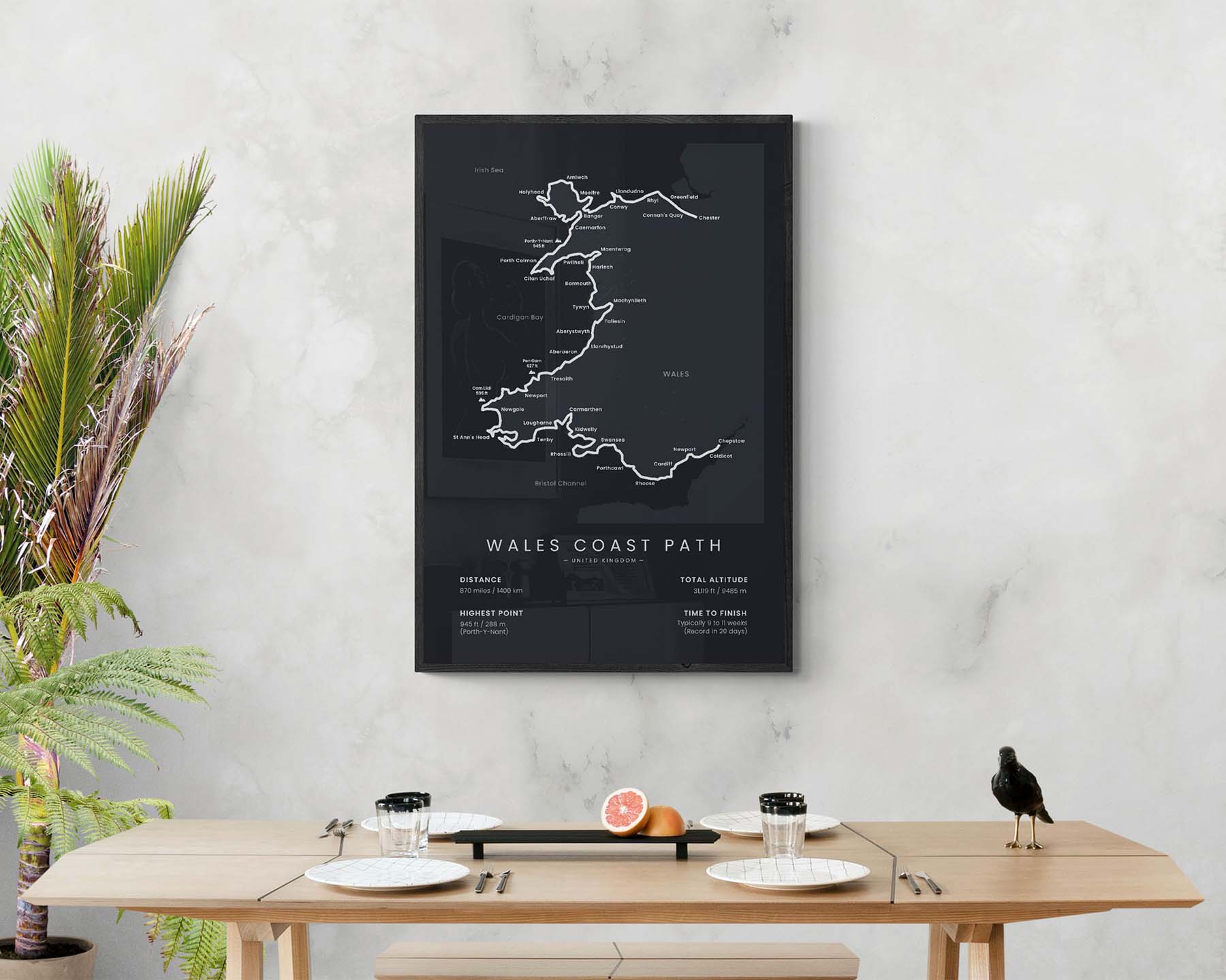 Llwybr Arfordir Cymru (Wales) hike poster in minimal room decor