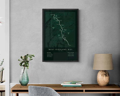 West Highland Way (Scotland) Route Map Art in Minimal Room Decor