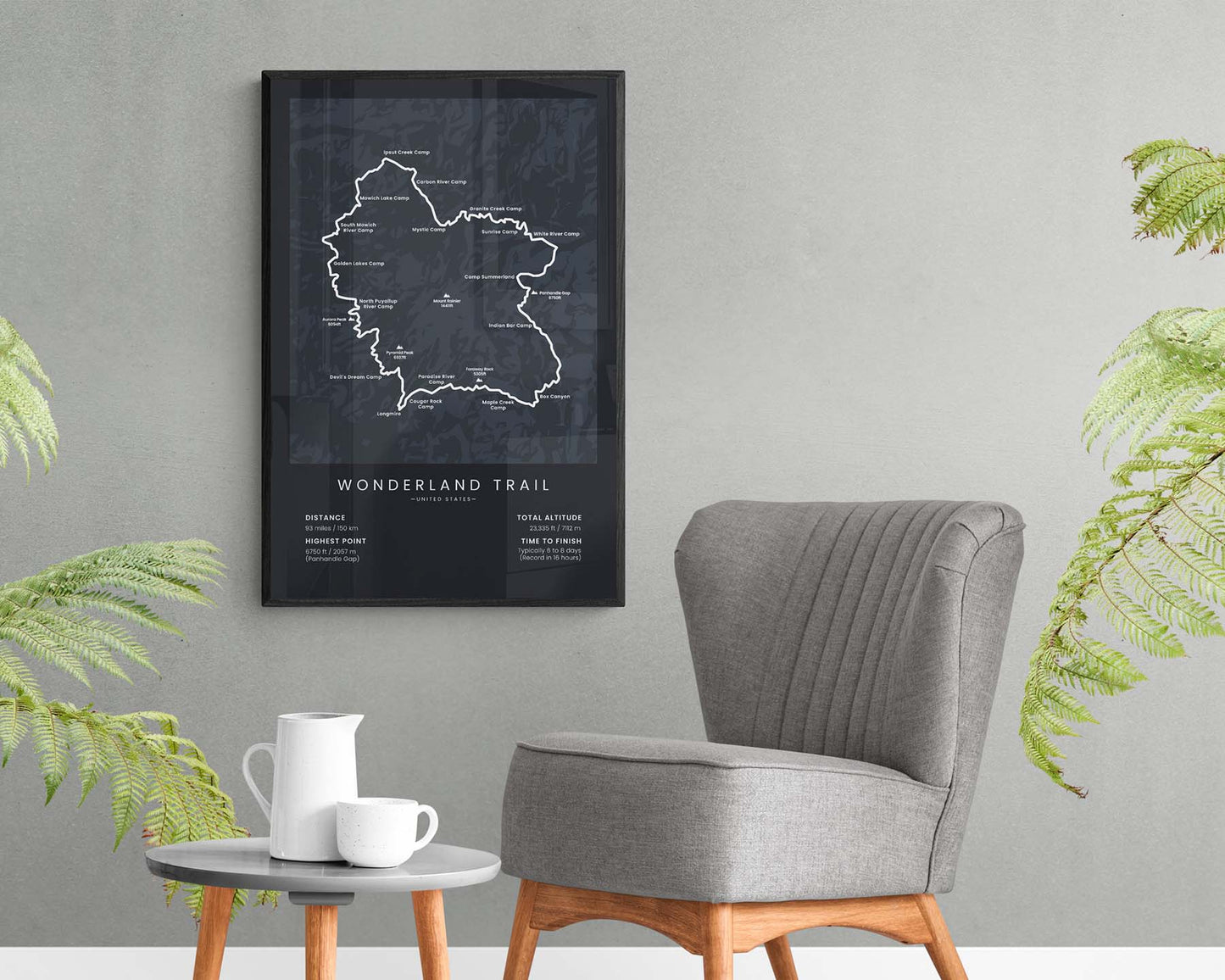 Wonderland Trail (Mt Rainier Loop) Map Poster