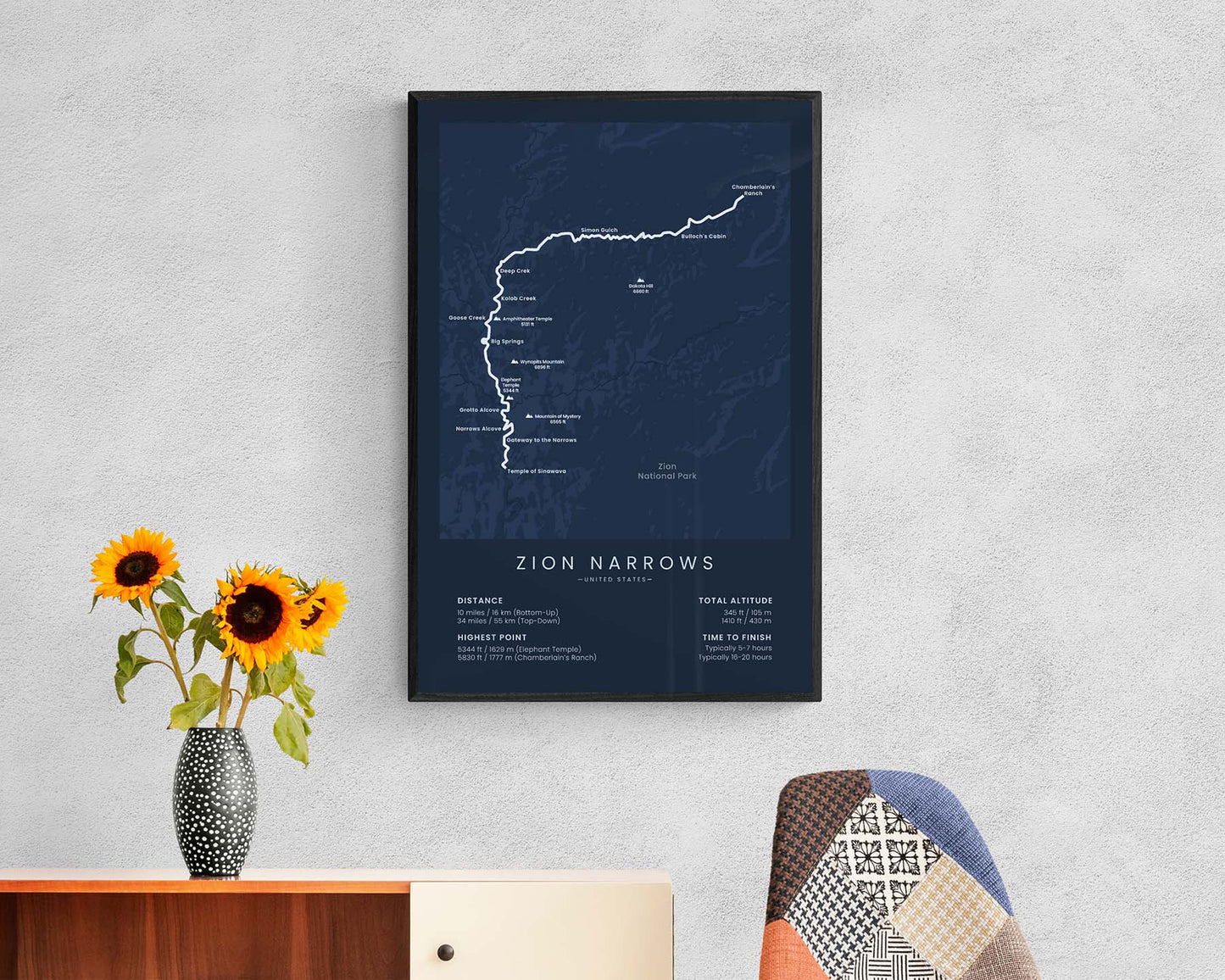 Bottom Up (United States) path wall art in minimal room decor