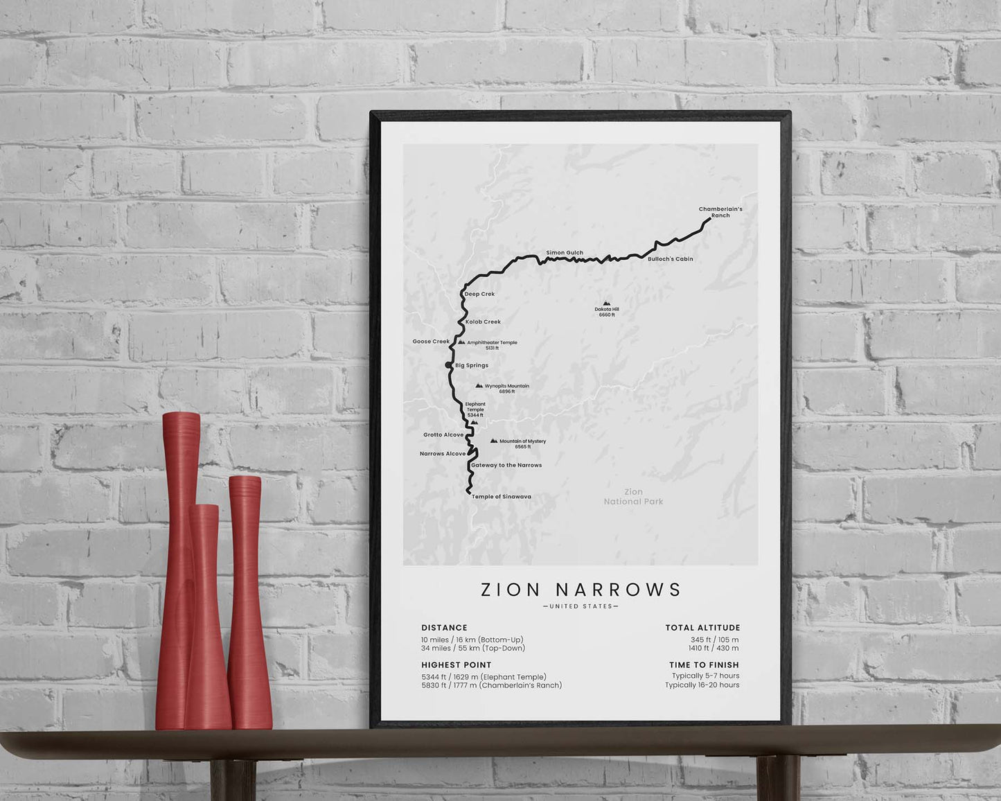 Top Down (Utah) track map art in minimal room decor